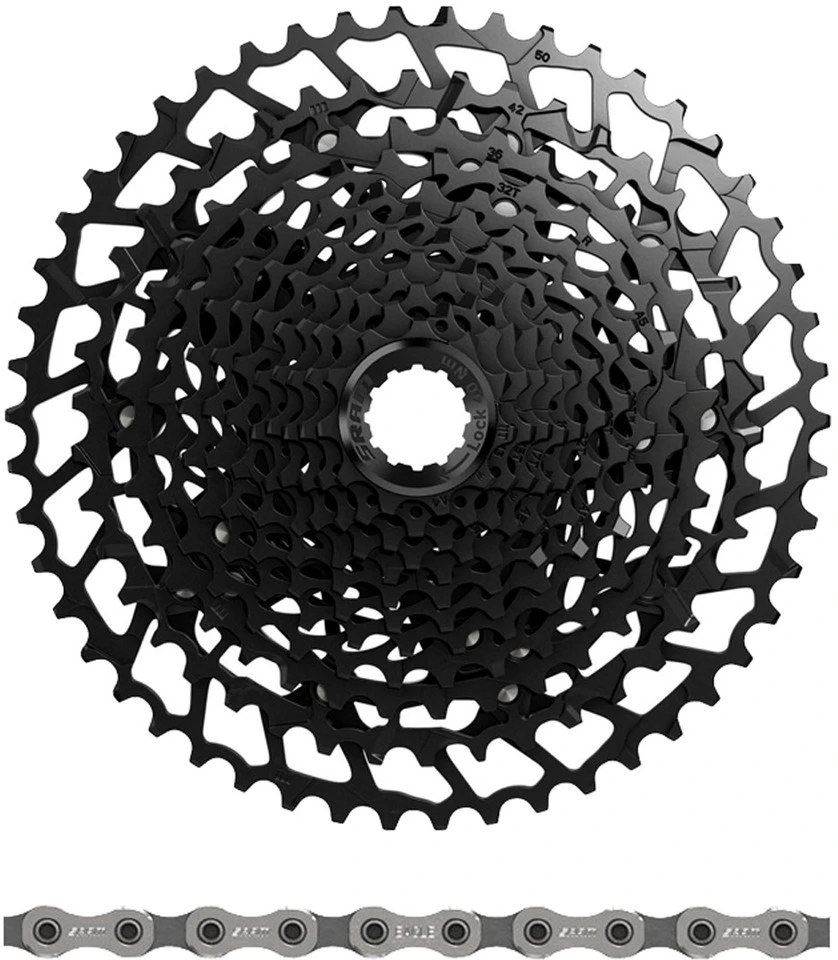 SRAM PG-1230 Kassette + PC NX Eagle Kette 12-fach Verschleißset 1 SRAM PG-1230 Kassette + PC NX Eagle Kette 12-fach Verschleißset
